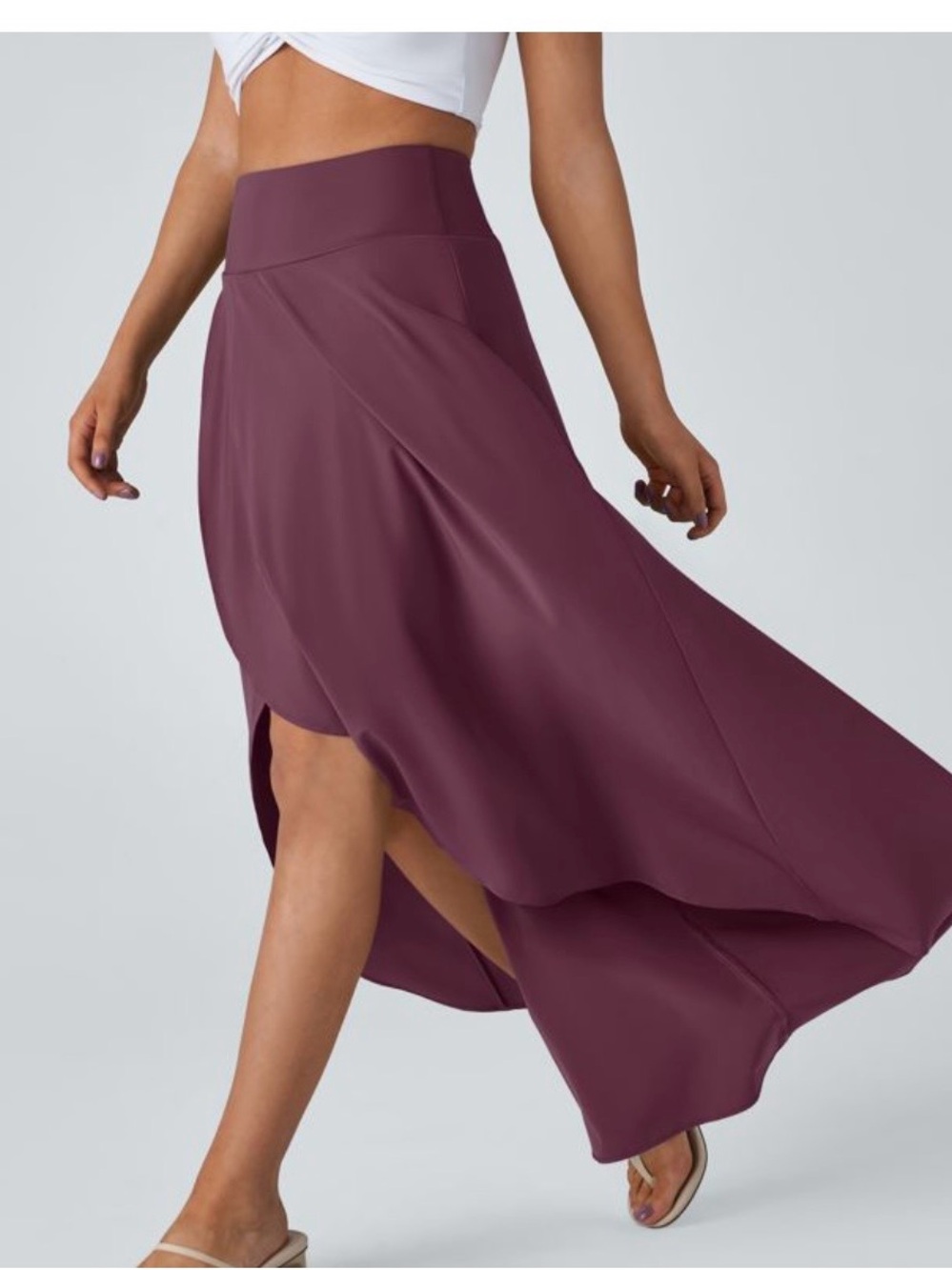 Halara High-Waist Asymmetrical Maxi Skirt in Burgundy NWOT